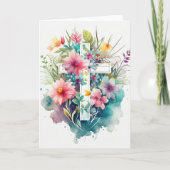 Mooie Waterverf Christelijk kruis Feestdagen Kaart (Voorkant)