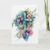 Mooie Waterverf Christelijk kruis Feestdagen Kaart (Voorkant)