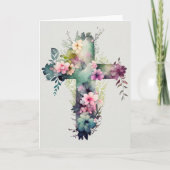 Mooie Waterverf Christelijk kruis Feestdagen Kaart (Voorkant)