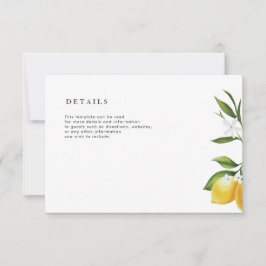 Mooie waterverf citroen bruiloft details kaart