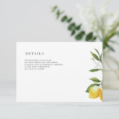 Mooie waterverf citroen bruiloft details kaart (Staand voorkant)