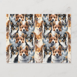 Mooie waterverf Corgi-hondpatroon Briefkaart