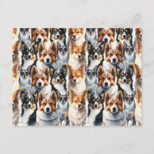Mooie waterverf Corgi-hondpatroon Briefkaart
