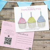 Mooie Waterverf Cupcakes QR Code Sociale Media Briefkaart