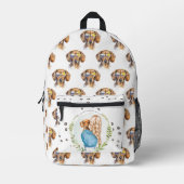 Mooie waterverf dachshund-hond patroon monogram bedrukte rugzak (Voorkant)