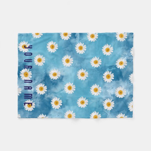 Mooie Waterverf Daisy Monogram Bloemenvlies Fleece Deken (Voorkant (Horizontaal))