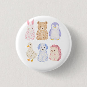 Mooie waterverf dierenvrienden laptop journaal dec ronde button 3,2 cm