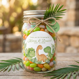 Mooie Waterverf Dinosaurus Baby Shower Favor Stick Ronde Sticker