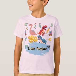 Mooie waterverf dinosaurus gepersonaliseerd kinder t-shirt