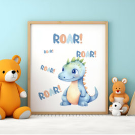 Mooie waterverf dinosaurus kinderkamer  poster