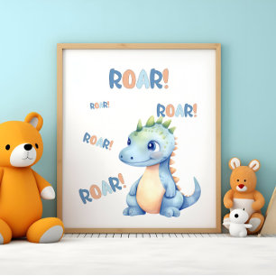 Mooie waterverf dinosaurus kinderkamer  poster