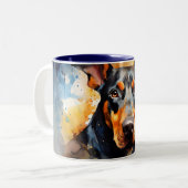 Mooie Waterverf Doberman Pinscher Wrap Tweekleurige Koffiemok (Voorkant links)