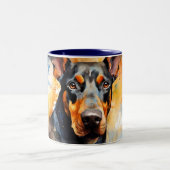 Mooie Waterverf Doberman Pinscher Wrap Tweekleurige Koffiemok (Center)