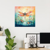 Mooie Waterverf Dragonfly Poster (Thuiskantoor)