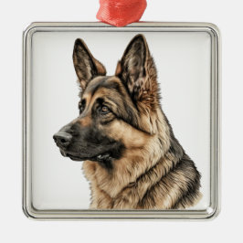 MOOIE WATERVERF DUITSE HERDER PUPPY DOG METALEN ORNAMENT