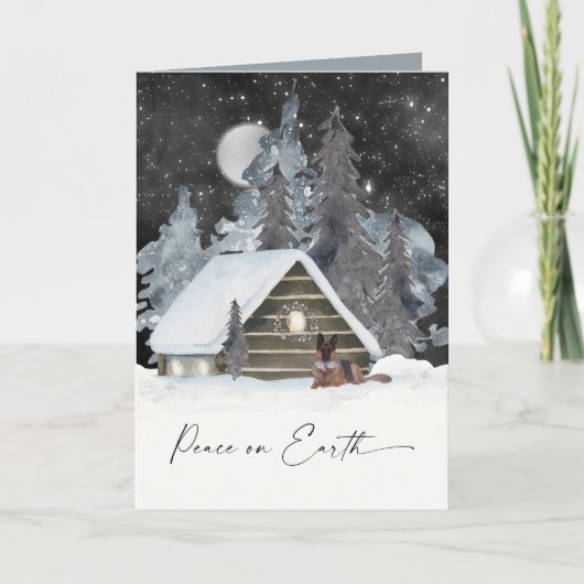 Mooie Waterverf Duitse herder vakantie Feestdagen Kaart (Voorkant)