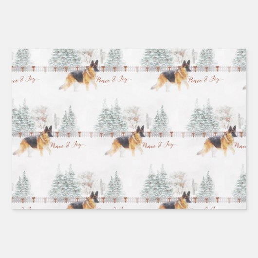 Mooie Waterverf Duitse herders kerstmis Inpakpapier Vel (Voorkant 3)