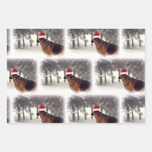 Mooie Waterverf Duitse herders kerstmis Inpakpapier Vel (Voorkant 2)