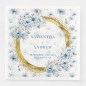 Mooie Waterverf Dusty Blue Gold Accent servet (Voorkant)