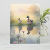 Mooie waterverf eend reflectiekleed kaart (Staand voorkant)