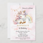 Mooie Waterverf Eenhoorn en Regenboog Verjaardag Kaart (Voorkant)