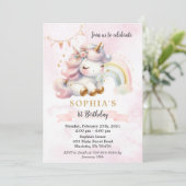 Mooie Waterverf Eenhoorn en Regenboog Verjaardag Kaart (Staand voorkant)