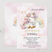 Mooie Waterverf Eenhoorn en Regenboog Verjaardag Kaart (Voorkant / Achterkant)