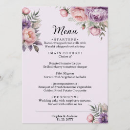 Mooie Waterverf Elegant Bloemen Trouwmenu Menu