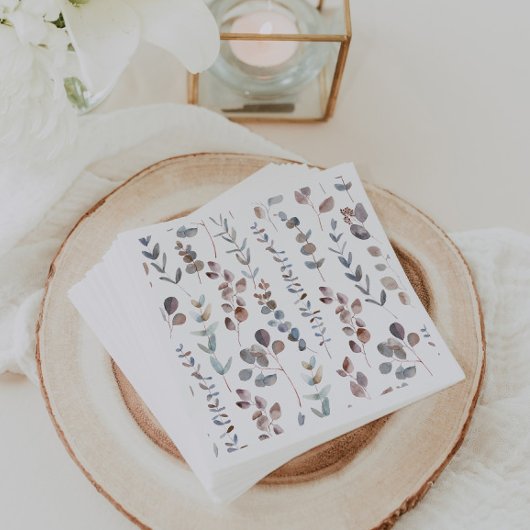 Mooie waterverf eucalyptusbladeren servet