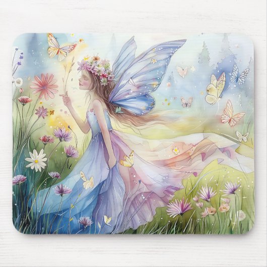 Mooie Waterverf fee in weide Muismat (Voorkant)