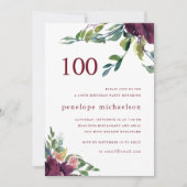 Mooie Waterverf Floral 100th Birthday Kaart (Voorkant)