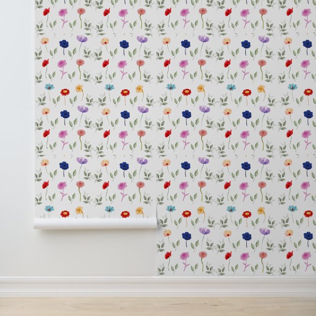 Mooie Waterverf Floral Behang (Applicatie)