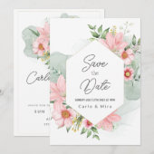 Mooie Waterverf Floral bespaart de datum Save The Date (Voorkant / Achterkant)