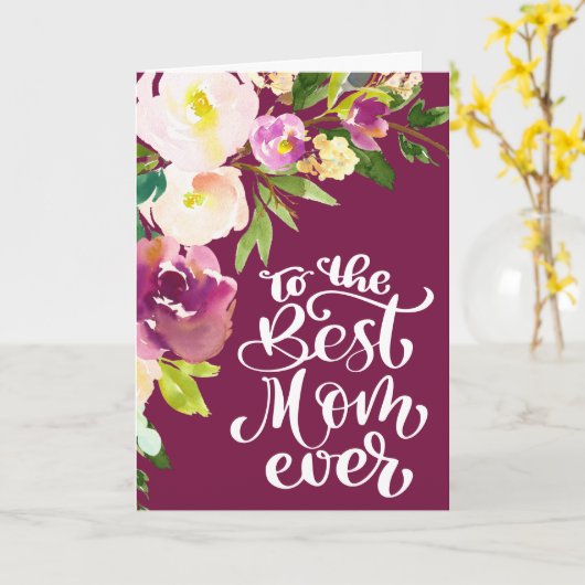 Mooie Waterverf Floral Bouquet Moederdag Kaart (Gele Bloem)