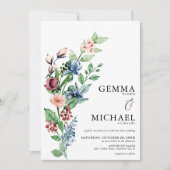 Mooie Waterverf Floral en Greenery Wedding Kaart (Voorkant)
