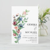 Mooie Waterverf Floral en Greenery Wedding Kaart (Staand voorkant)