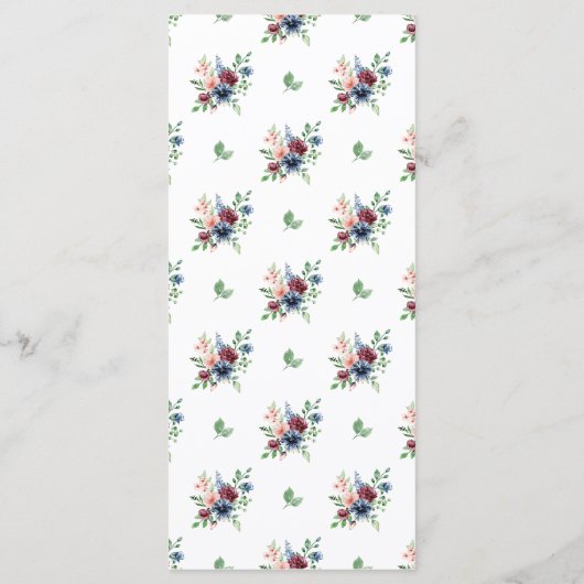 Mooie Waterverf Floral en Greenery Wedding Menu (Achterkant)