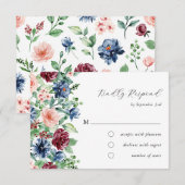 Mooie Waterverf Floral en Greenery Wedding RSVP Kaartje (Voorkant / Achterkant)