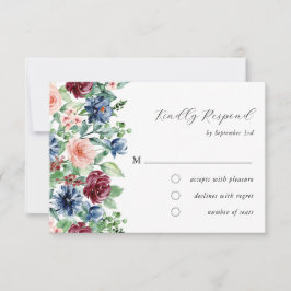 Mooie Waterverf Floral en Greenery Wedding RSVP Kaartje