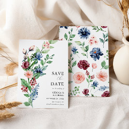 Mooie Waterverf Floral en Greenery Wedding Save The Date
