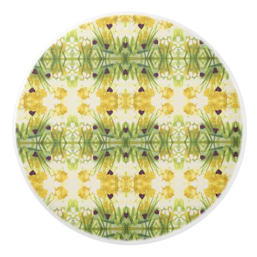 Mooie Waterverf Floral Heart Cabinet Pull Keramische Knop (Voorkant)