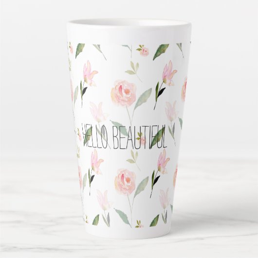 Mooie Waterverf Floral Latte Mok (Voorkant)