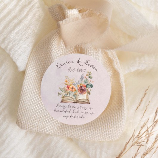 Mooie Waterverf Floral Love Story Wedding Ronde Sticker