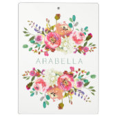 Mooie Waterverf Floral met jouw naam Klembord (Achterkant)
