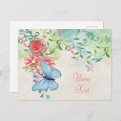 Mooie Waterverf Floral met vlinder Briefkaart (Voorkant / Achterkant)