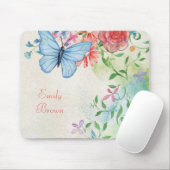 Mooie Waterverf Floral met vlinder Muismat (Met muis)