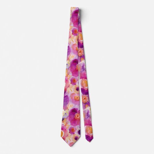 Mooie Waterverf Floral Pattern Stropdas (Voorkant)