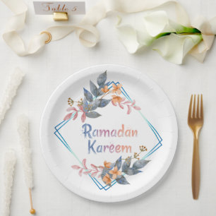 Mooie Waterverf Floral Ramadan Kareem Papieren Bordje