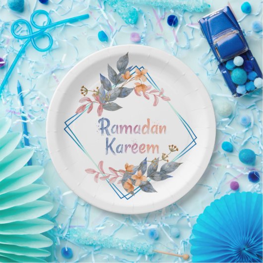 Mooie Waterverf Floral Ramadan Kareem Papieren Bordje (Feest)