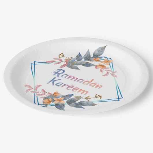 Mooie Waterverf Floral Ramadan Kareem Papieren Bordje (Gekanteld)